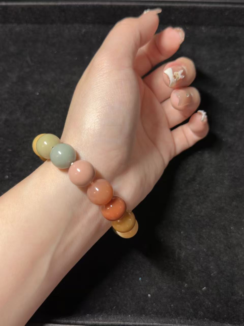 12mm Rainbow Alashan Agate Beads Bracelet | Handmade Jewellery | Gemstone with Charm Accessories | Gift for Her