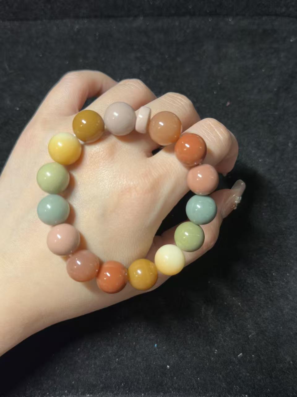 12mm Rainbow Alashan Agate Beads Bracelet | Handmade Jewellery | Gemstone with Charm Accessories | Gift for Her