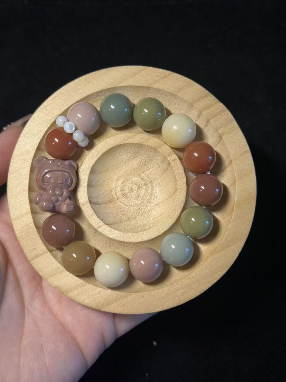 12mm Rainbow Alashan Agate Bead Bracelet with Kitty Charm | Handmade Jewellery | Gemstone with Charm Accessories | Gift for Her