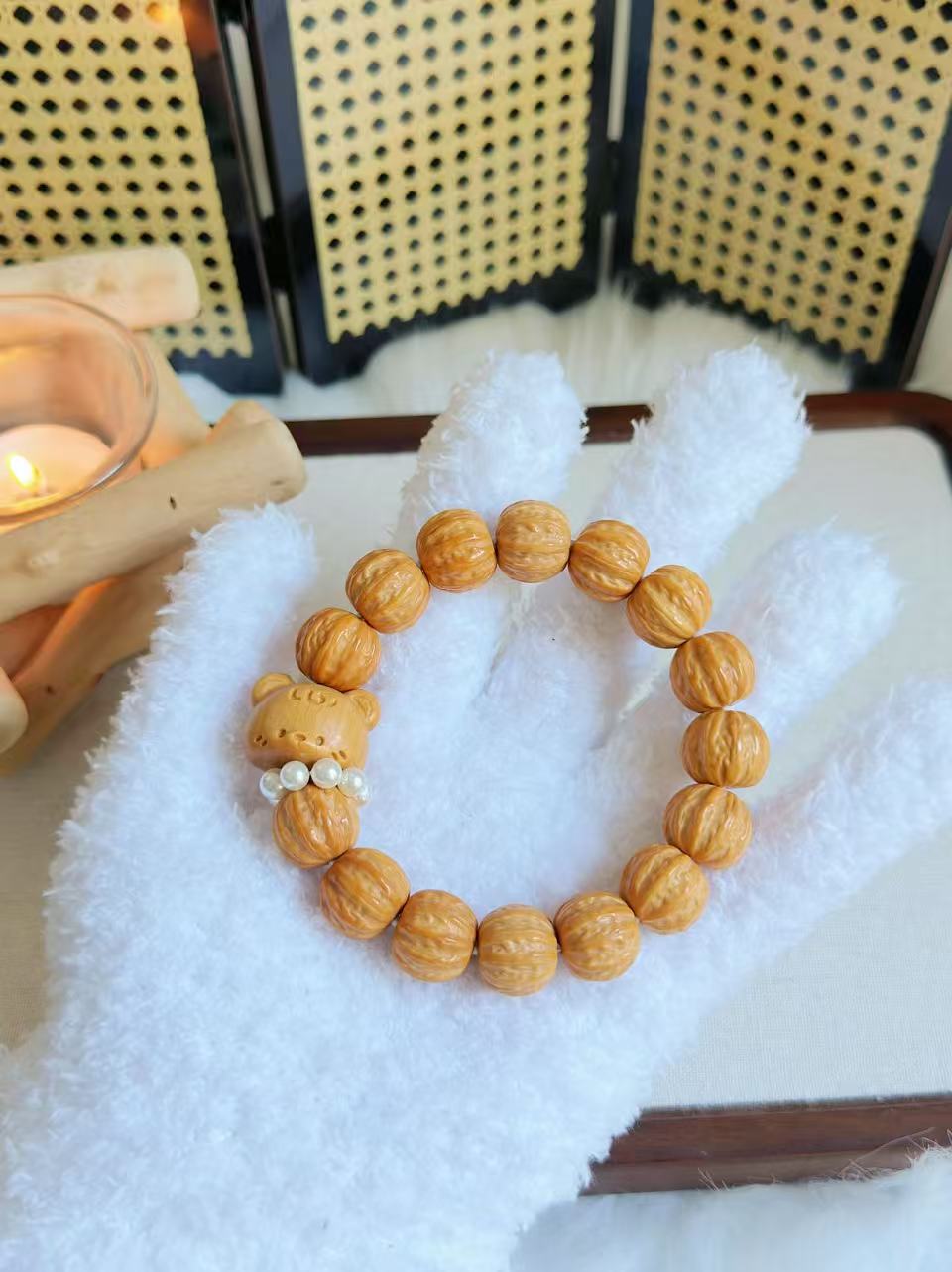 15mm 猴头京八凌 Monkey Head Walnut Bracelet | Natural Woods and Nuts | Handmade Bracelet