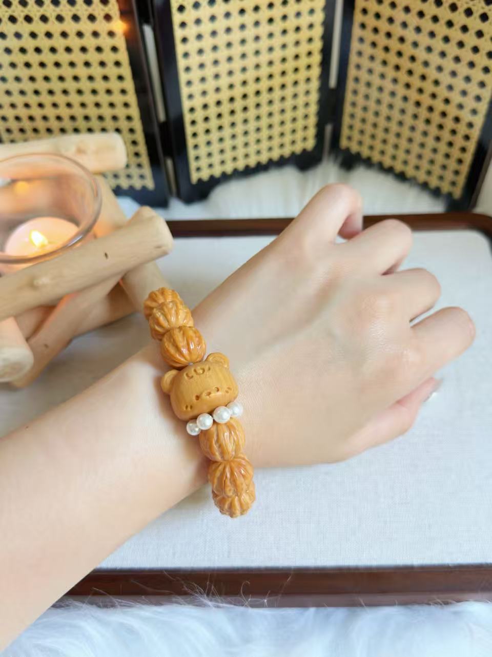 15mm 猴头京八凌 Monkey Head Walnut Bracelet | Natural Woods and Nuts | Handmade Bracelet