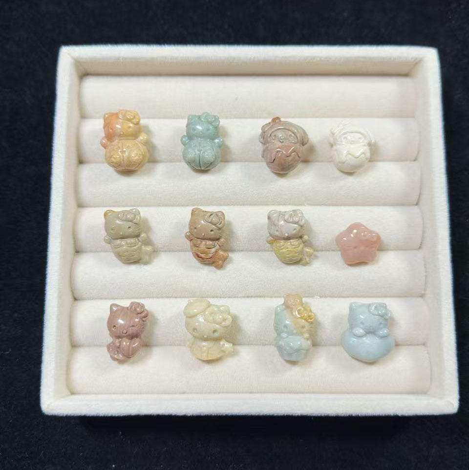 SR 5 Alashan Agate Bead Charms | Natural Stone Beads, Mixed Colors & Styles | DIY Jewelry Supplies