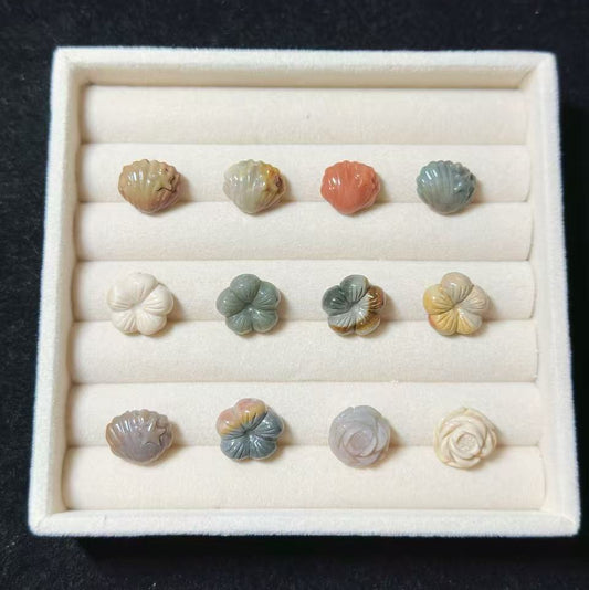 SHELL and FLOWER Alashan Agate Bead Charms | Natural Stone Beads, Mixed Colors & Styles | DIY Jewelry Supplies