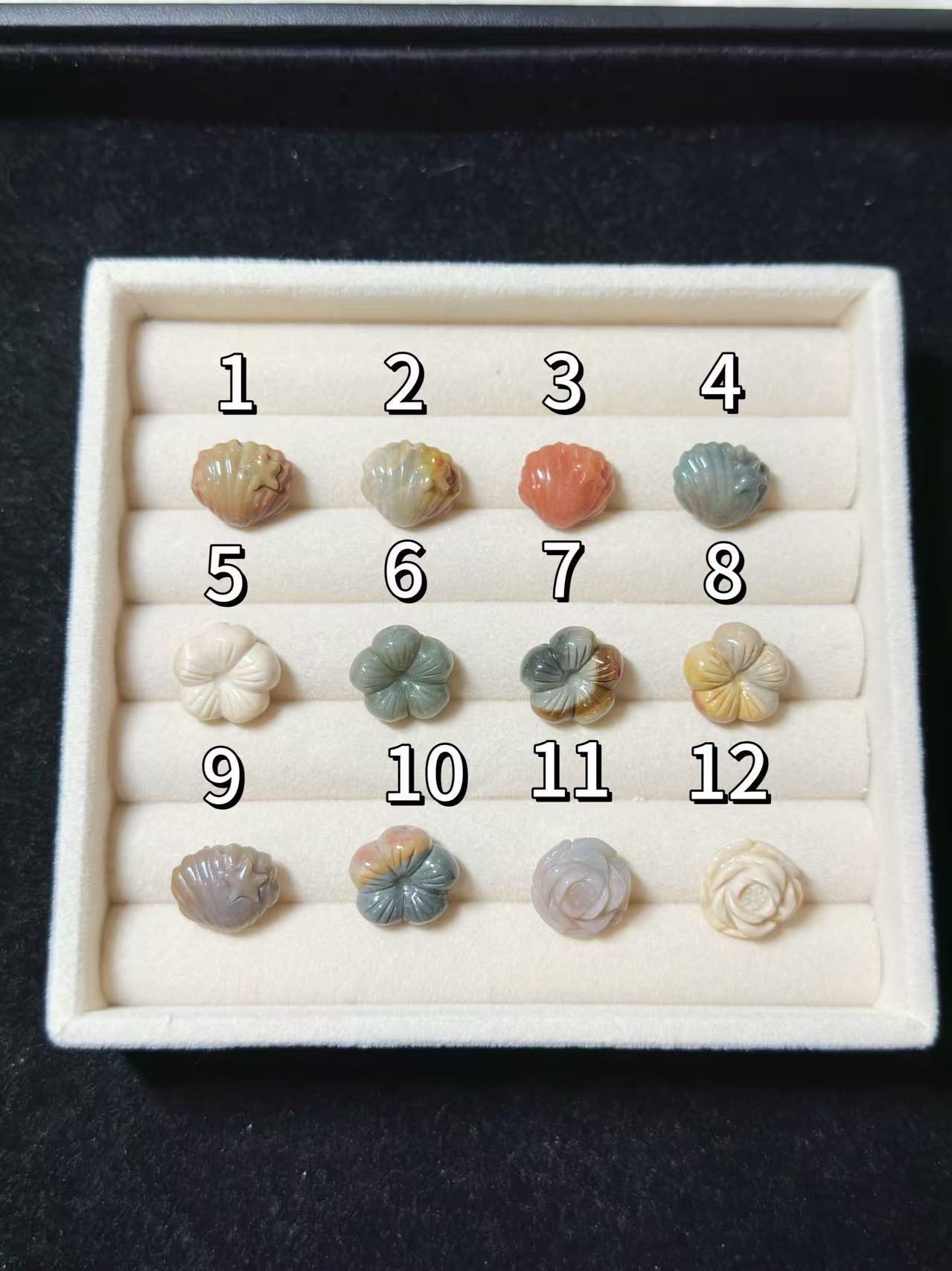 SHELL and FLOWER Alashan Agate Bead Charms | Natural Stone Beads, Mixed Colors & Styles | DIY Jewelry Supplies