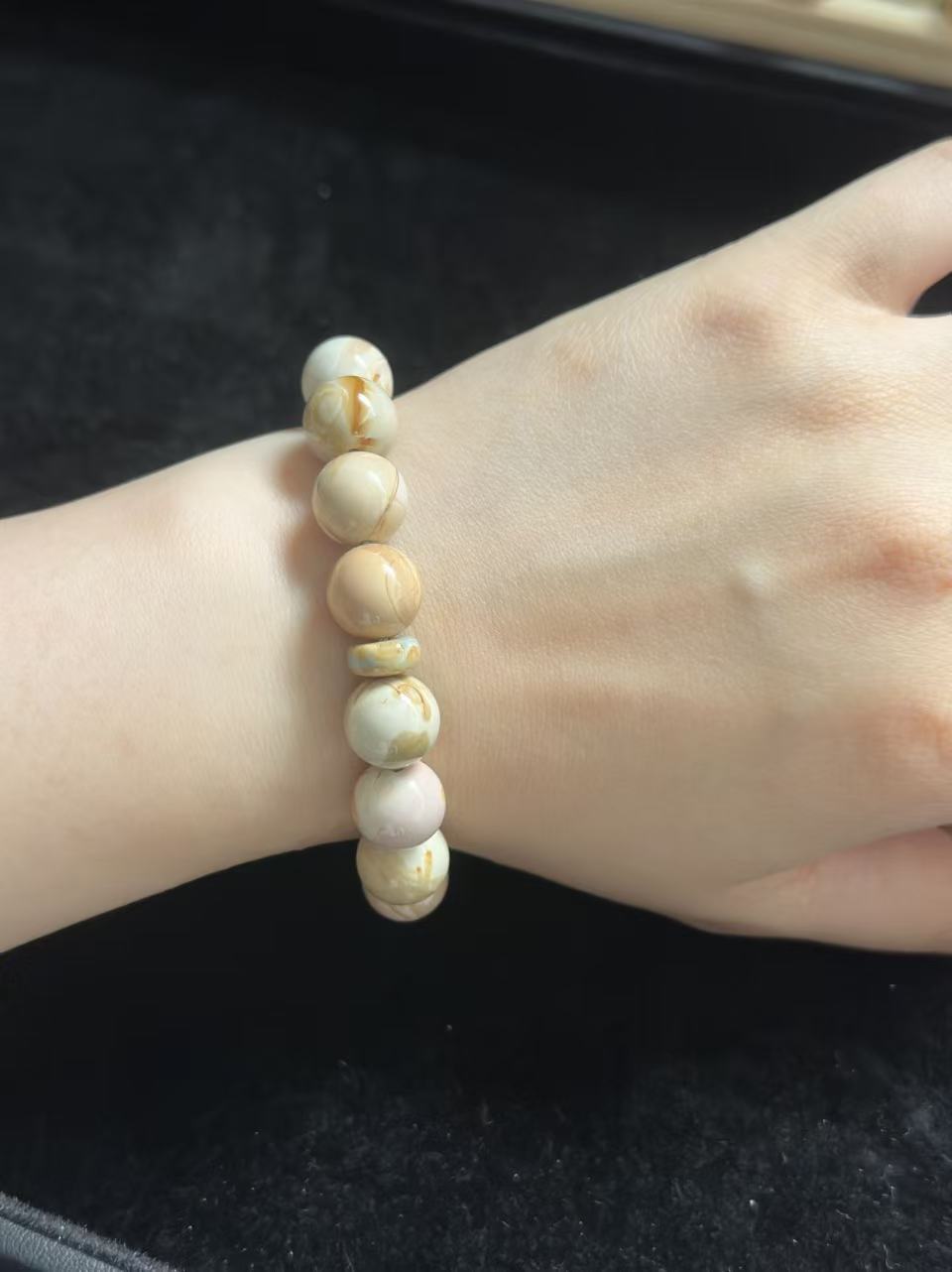 Caramel Alashan Agate Beads Handmade Bracelet with Charm | Natural Gemstone Jewelry | Women Accessories | Gift for Her | Textured Stone