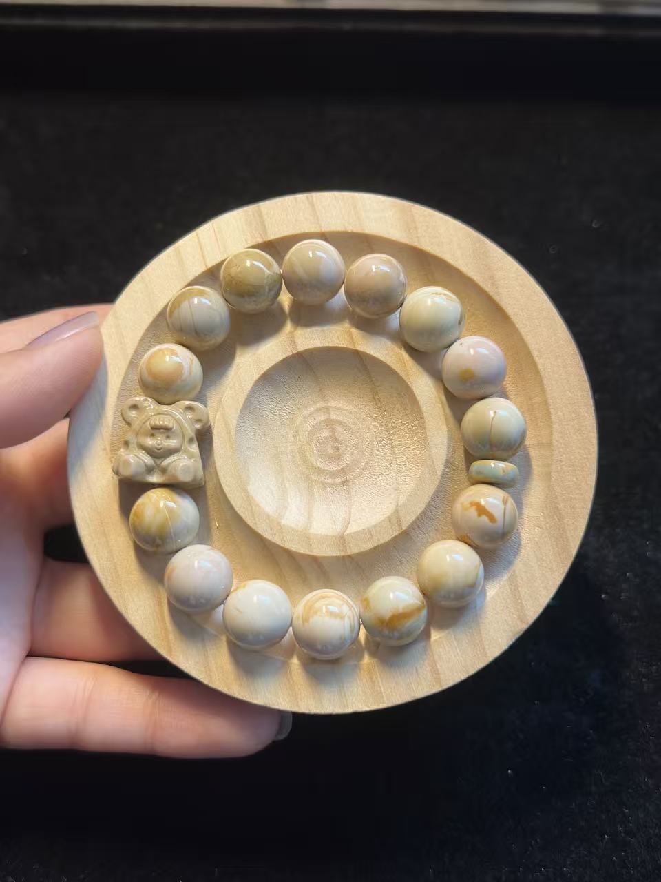 Caramel Alashan Agate Beads Handmade Bracelet with Charm | Natural Gemstone Jewelry | Women Accessories | Gift for Her | Textured Stone