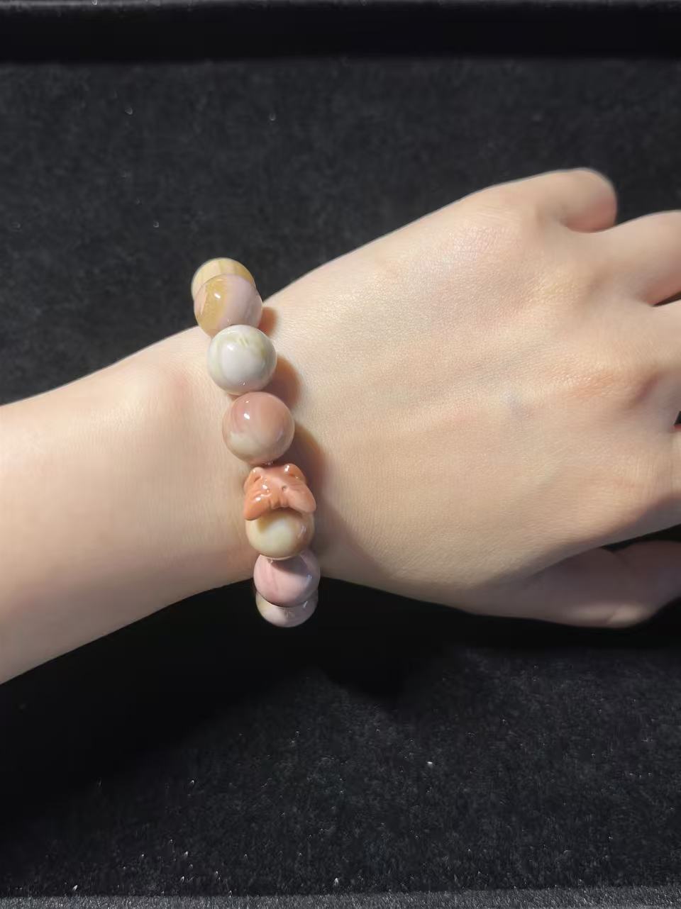 13mm Fruity Alashan Agate Bead Women Bracelet with Charm | Natural stone Handmade Bracelet | Energy Bracelet | Gift for Her