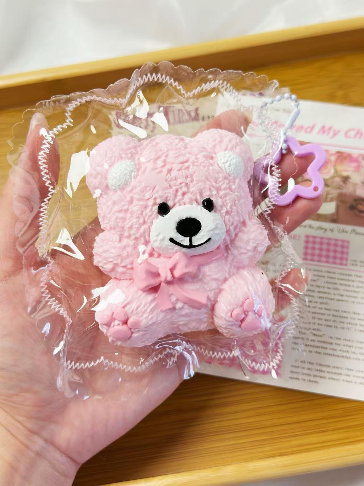 Pink Teddy Bear Handmade Squishy Toy | Stress Reliever | Unique Fun | Handmade Slime Toy | Gift Idea