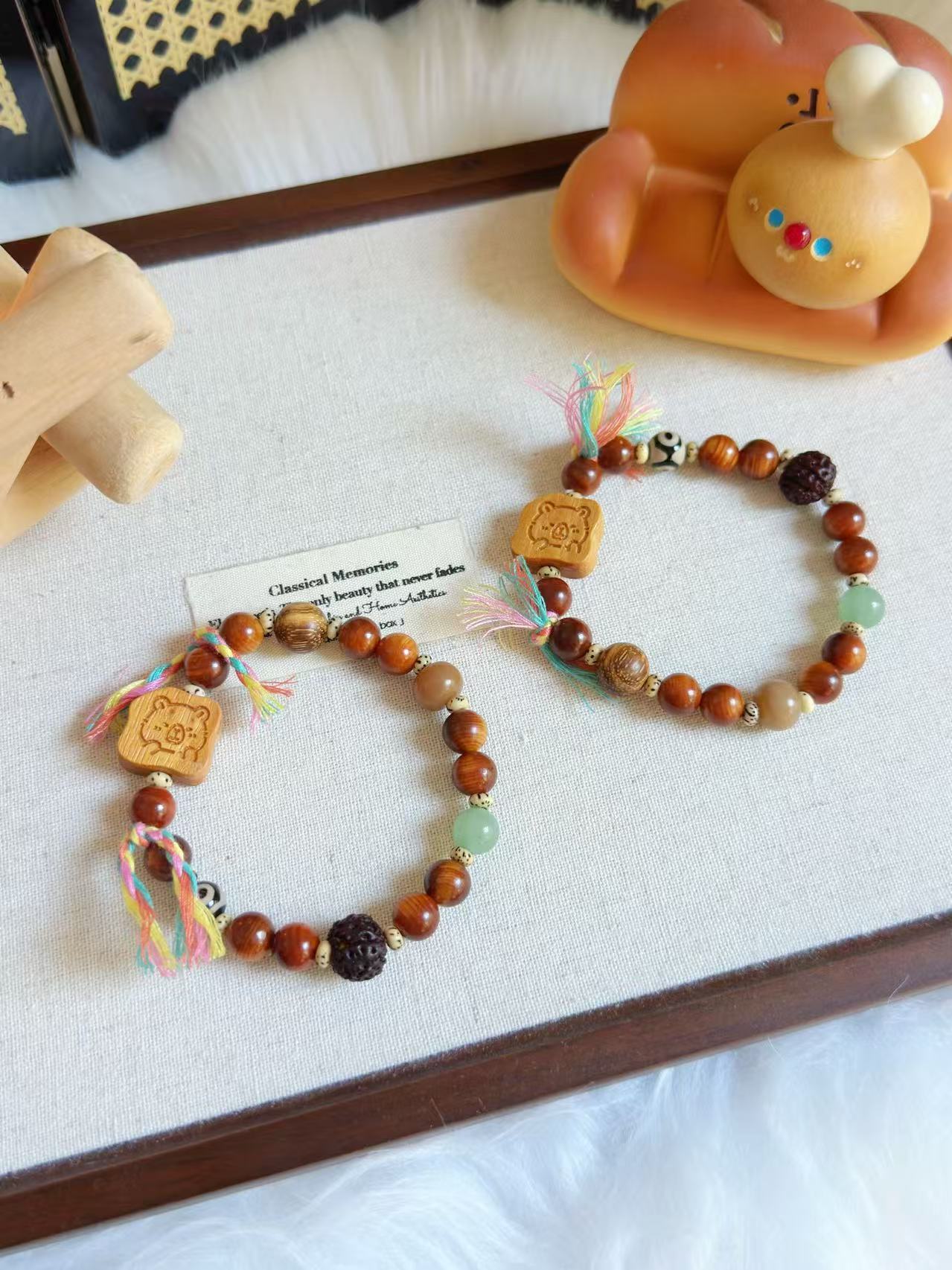 多宝手串Sandalwood Design Bracelet with Capybara Charm | Mix and Match Wood Beads Bracelet | Handmade DIY |