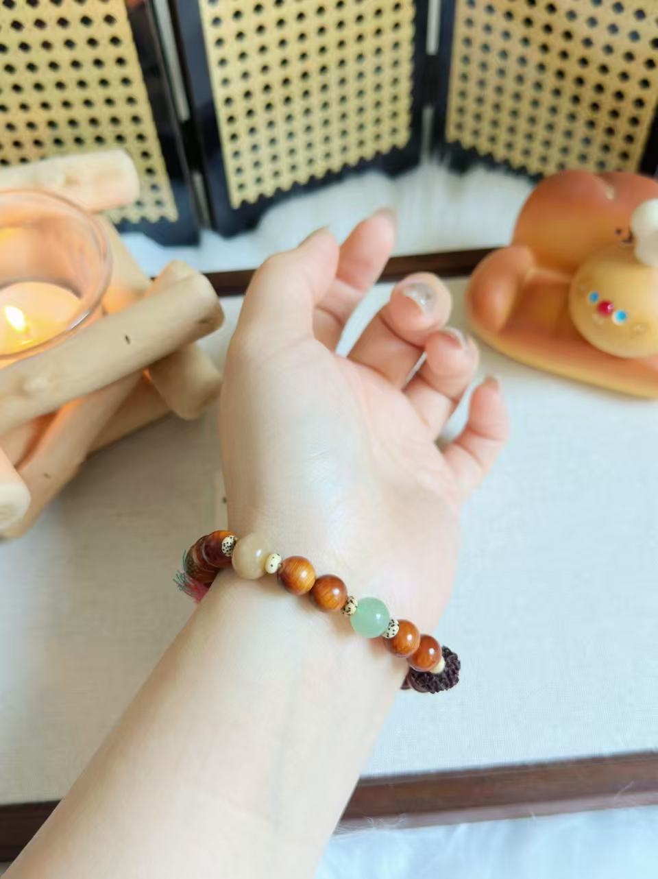 多宝手串Sandalwood Design Bracelet with Capybara Charm | Mix and Match Wood Beads Bracelet | Handmade DIY |