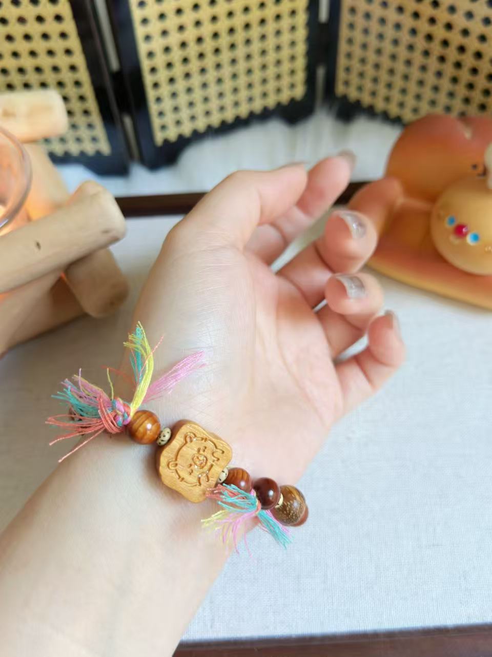 多宝手串Sandalwood Design Bracelet with Capybara Charm | Mix and Match Wood Beads Bracelet | Handmade DIY |