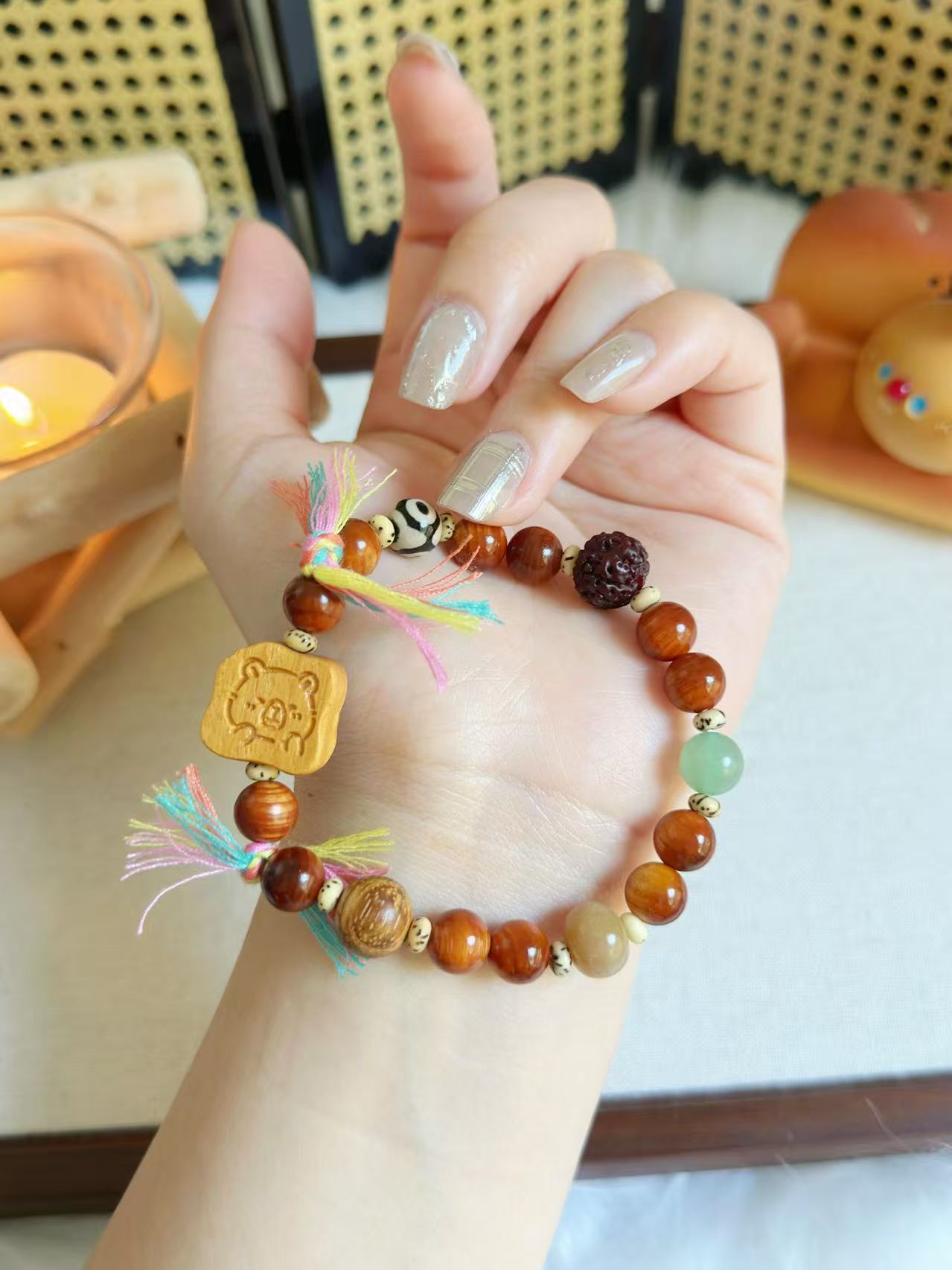多宝手串Sandalwood Design Bracelet with Capybara Charm | Mix and Match Wood Beads Bracelet | Handmade DIY |