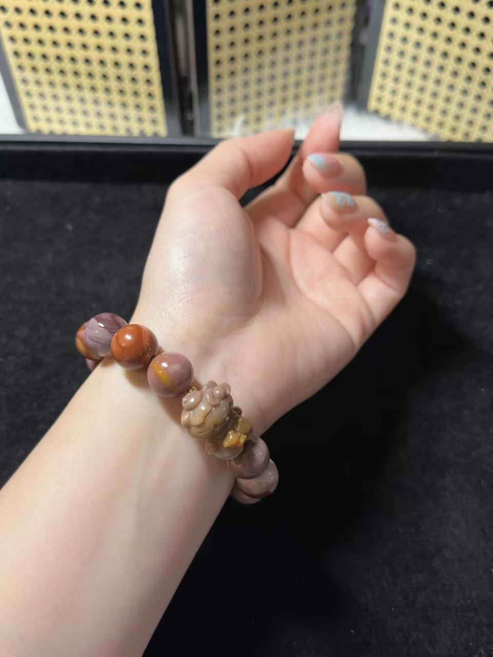 13mm Grape Alashan Agate Bead Bracelet with Kitty Charm Birthday Gift | Natural stone Handmade Bracelet | Energy Bracelet Gift for Her