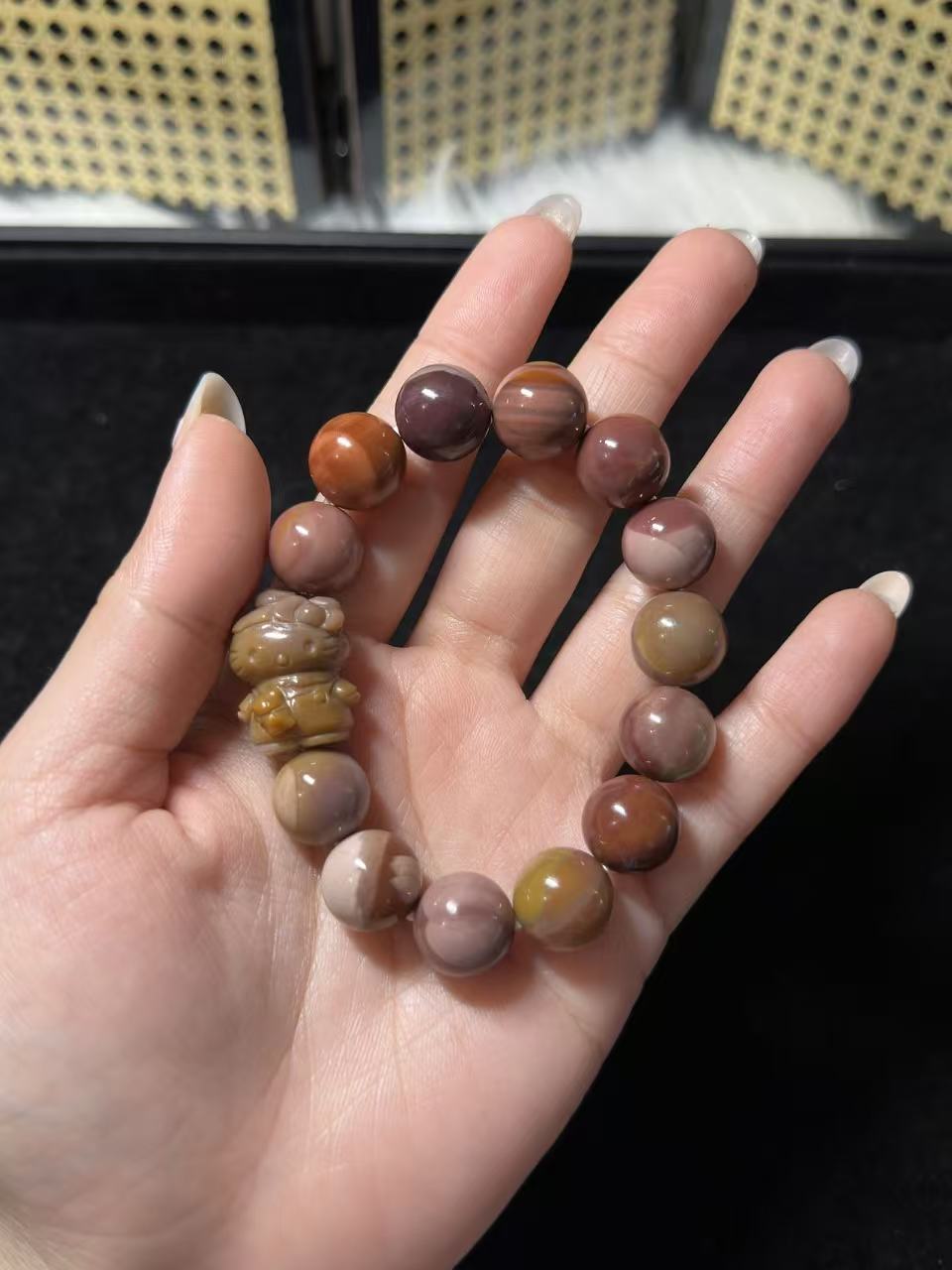 13mm Grape Alashan Agate Bead Bracelet with Kitty Charm Birthday Gift | Natural stone Handmade Bracelet | Energy Bracelet Gift for Her