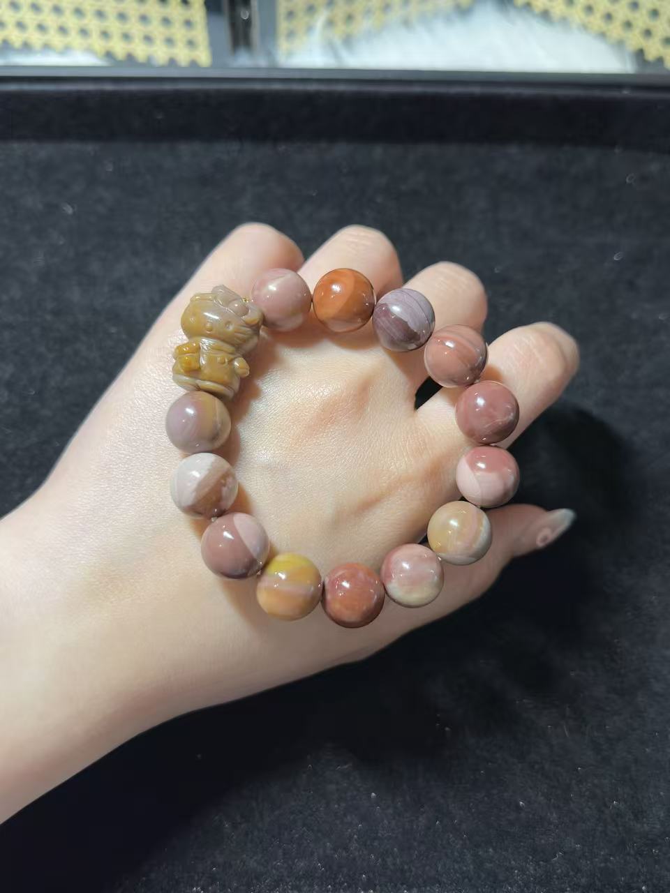 13mm Grape Alashan Agate Bead Bracelet with Kitty Charm Birthday Gift | Natural stone Handmade Bracelet | Energy Bracelet Gift for Her