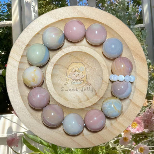 14mm Dreamy Alashan Agate Beads Handmade Bracelet | Natural Gemstone Jewelry | Women Accessories | Gift for Her | DIY | Textured Stone