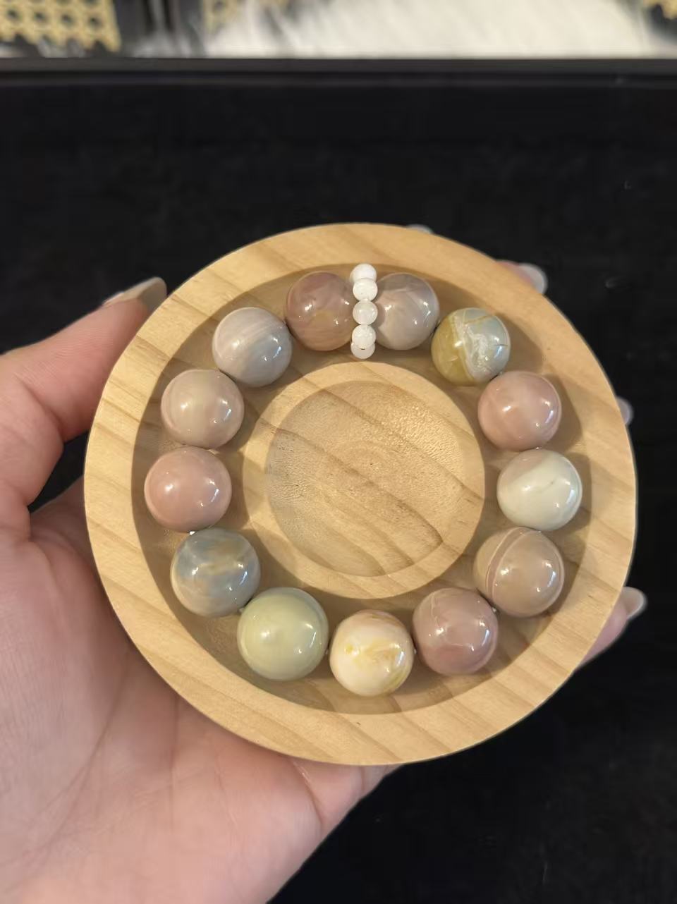 14mm Dreamy Alashan Agate Beads Handmade Bracelet | Natural Gemstone Jewelry | Women Accessories | Gift for Her | DIY | Textured Stone