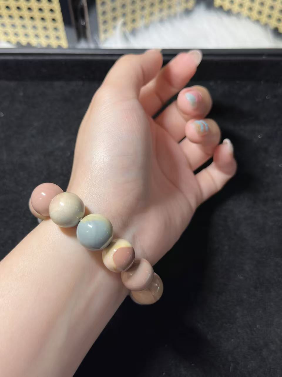 14mm Dreamy Alashan Agate Beads Handmade Bracelet | Natural Gemstone Jewelry | Women Accessories | Gift for Her | DIY | Textured Stone