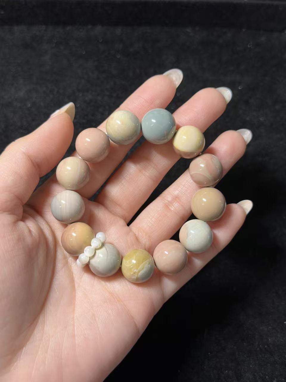 14mm Dreamy Alashan Agate Beads Handmade Bracelet | Natural Gemstone Jewelry | Women Accessories | Gift for Her | DIY | Textured Stone