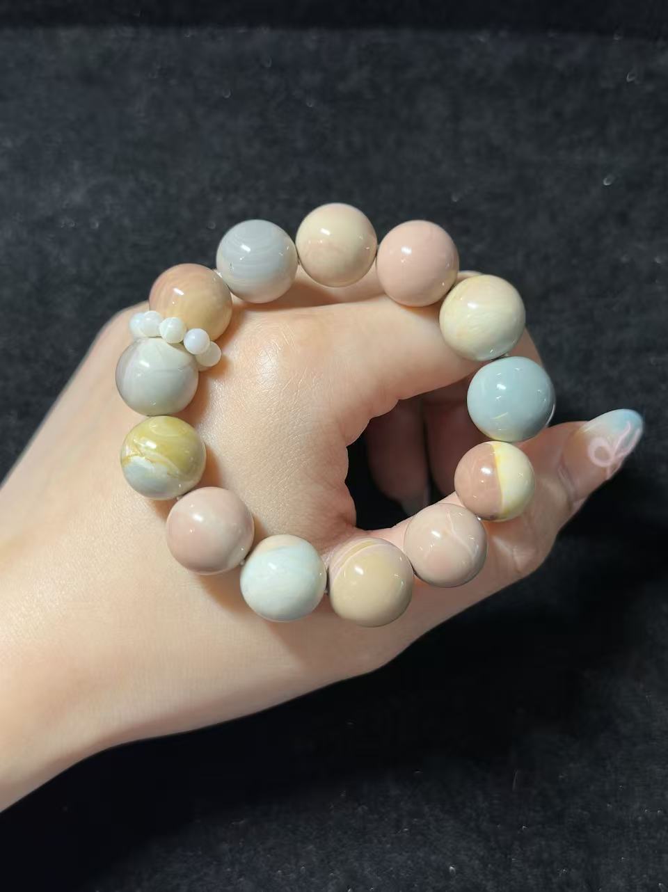 14mm Dreamy Alashan Agate Beads Handmade Bracelet | Natural Gemstone Jewelry | Women Accessories | Gift for Her | DIY | Textured Stone