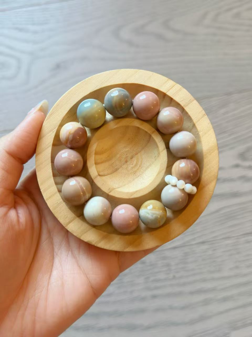 14mm Dreamy Alashan Agate Beads Handmade Bracelet | Natural Gemstone Jewelry | Women Accessories | Gift for Her | DIY | Textured Stone