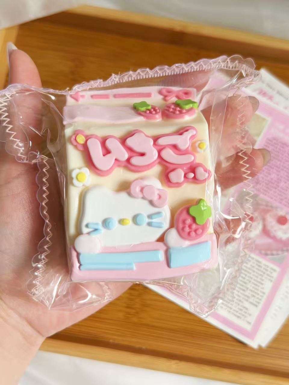 KT Strawberry Milk Box Handmade Taba Squishy Toy | Stress Reliever | Unique Fun | Slime Toy | Gift Idea