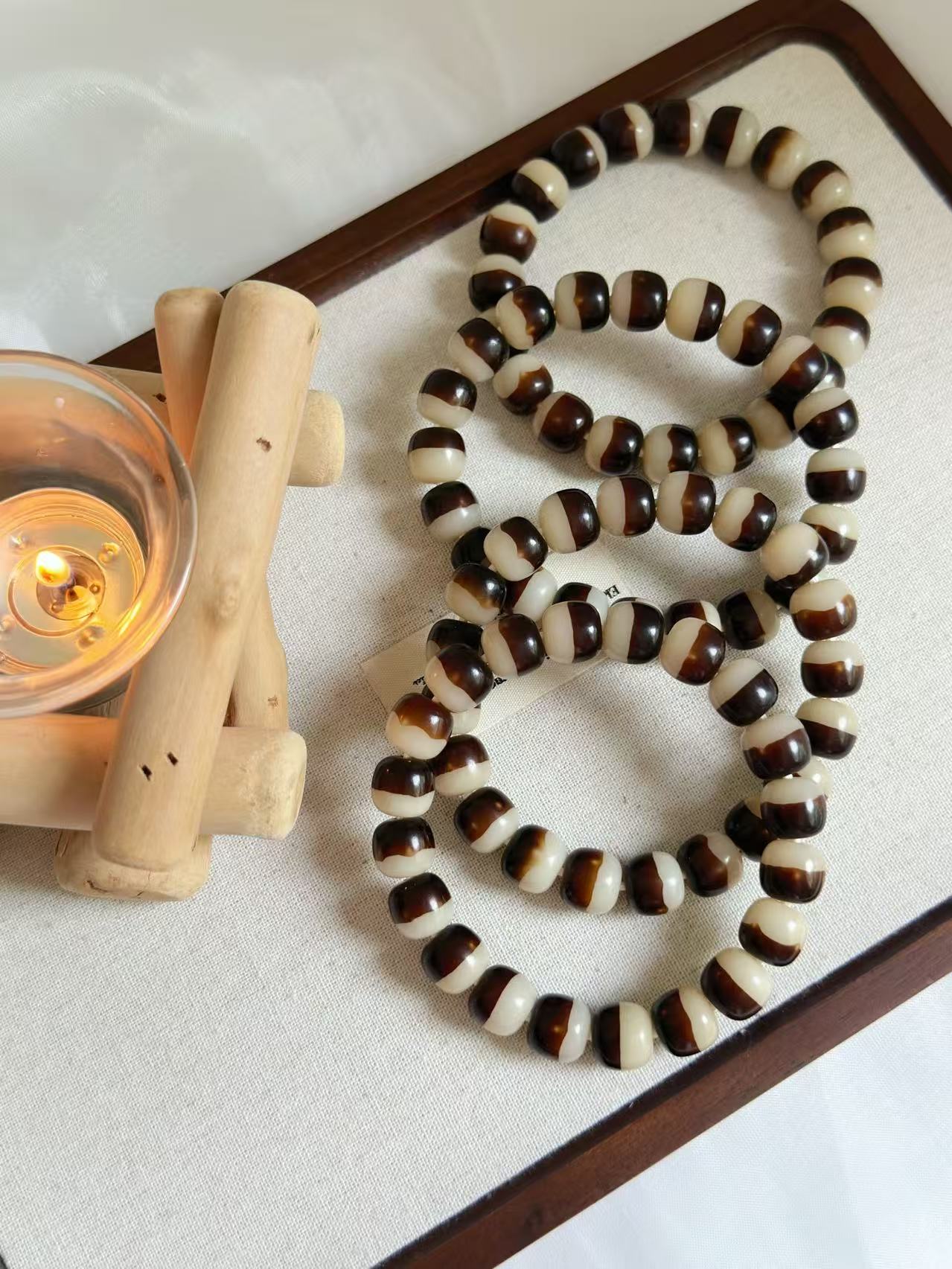 12mm雪顶咖啡桶珠 Bodhi Root Bracelet | Prayer Beads | Handmade Bracelet | Natural Bodhi Root