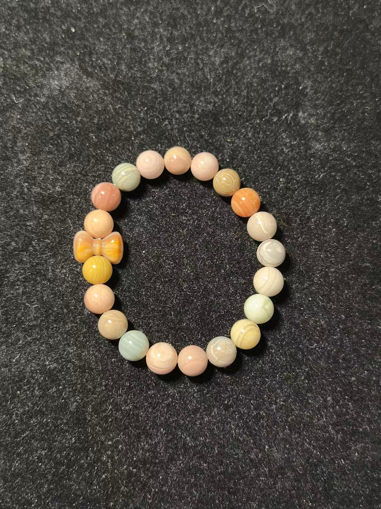 9mm Fruity Alashan Agate Bead Bracelet with Cute Charm Birthday Gift | Natural stone Handmade Bracelet | Energy Bracelet | Gift for Her