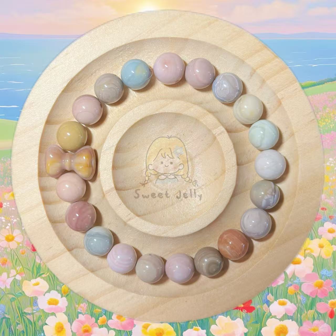 9mm Fruity Alashan Agate Bead Bracelet with Cute Charm Birthday Gift | Natural stone Handmade Bracelet | Energy Bracelet | Gift for Her