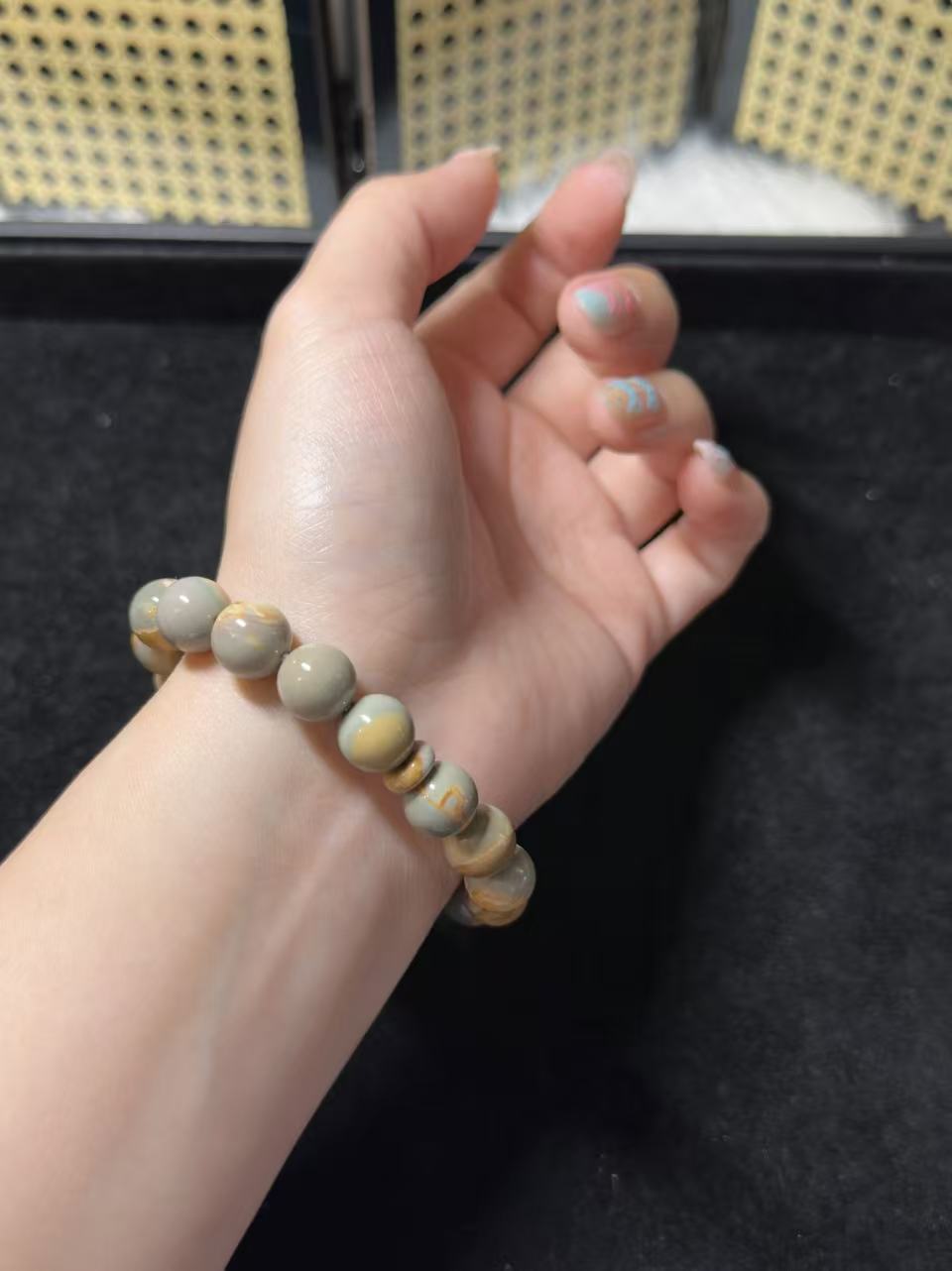 High Grade Blue Caramel Fantasy Alashan Agate Beads Handmade Bracelet | Natural Gemstone Jewelry | Gift for Her | Textured Stone