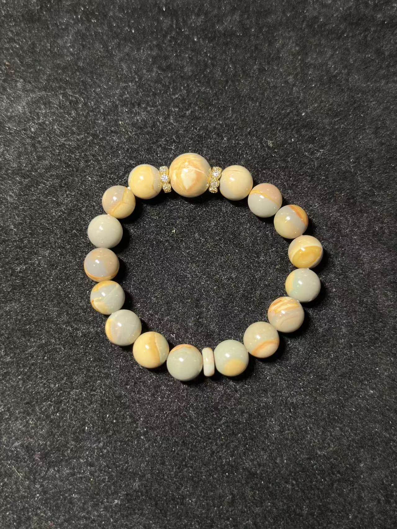 High Grade Blue Caramel Fantasy Alashan Agate Beads Handmade Bracelet | Natural Gemstone Jewelry | Gift for Her | Textured Stone