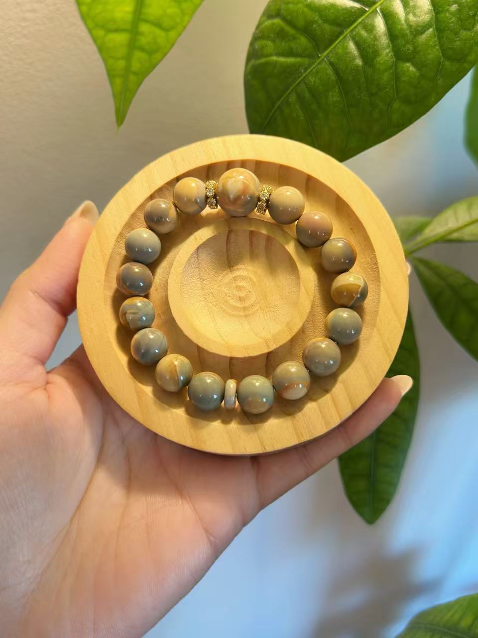 High Grade Blue Caramel Fantasy Alashan Agate Beads Handmade Bracelet | Natural Gemstone Jewelry | Gift for Her | Textured Stone