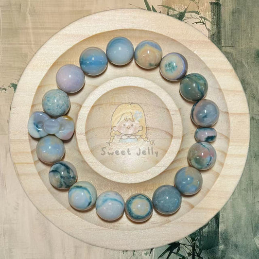 11mm Porcelain Alashan Agate Beads with Charm | Natural Gemstone Jewelry | Handmade Charm Bracelet | DIY | Gift for Her