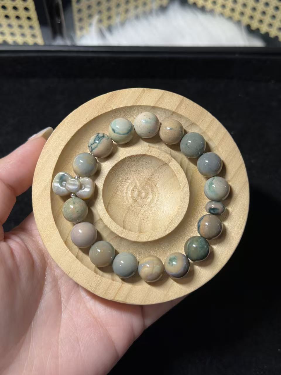 11mm Porcelain Alashan Agate Beads with Charm | Natural Gemstone Jewelry | Handmade Charm Bracelet | DIY | Gift for Her