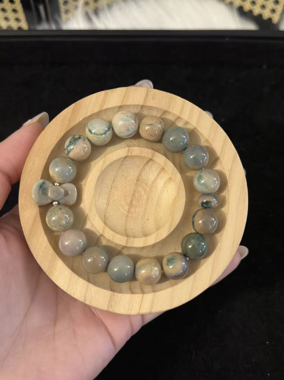 11mm Porcelain Alashan Agate Beads with Charm | Natural Gemstone Jewelry | Handmade Charm Bracelet | DIY | Gift for Her