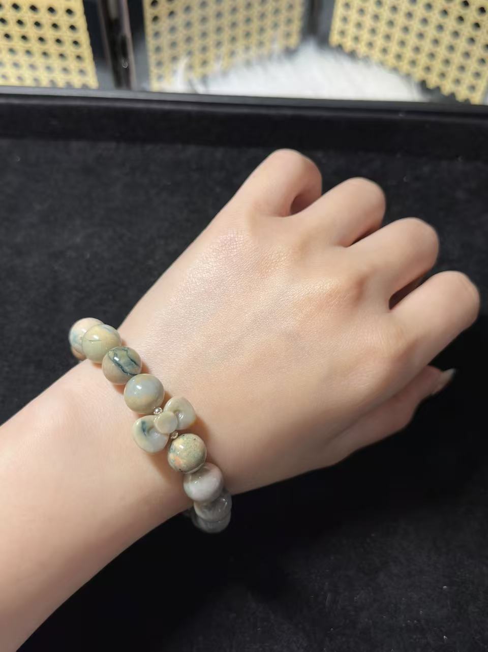 11mm Porcelain Alashan Agate Beads with Charm | Natural Gemstone Jewelry | Handmade Charm Bracelet | DIY | Gift for Her