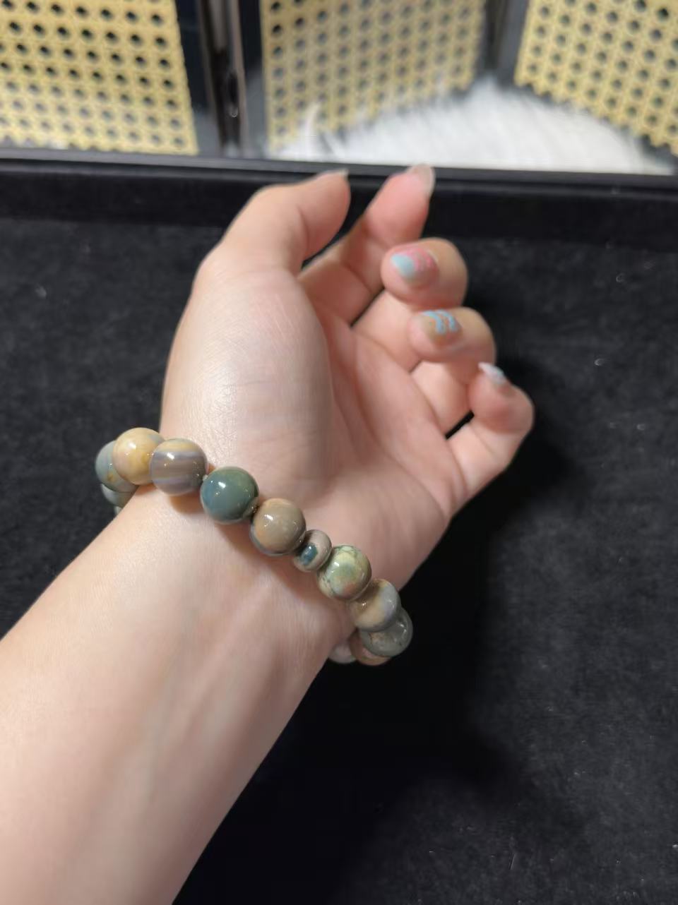 11mm Porcelain Alashan Agate Beads with Charm | Natural Gemstone Jewelry | Handmade Charm Bracelet | DIY | Gift for Her