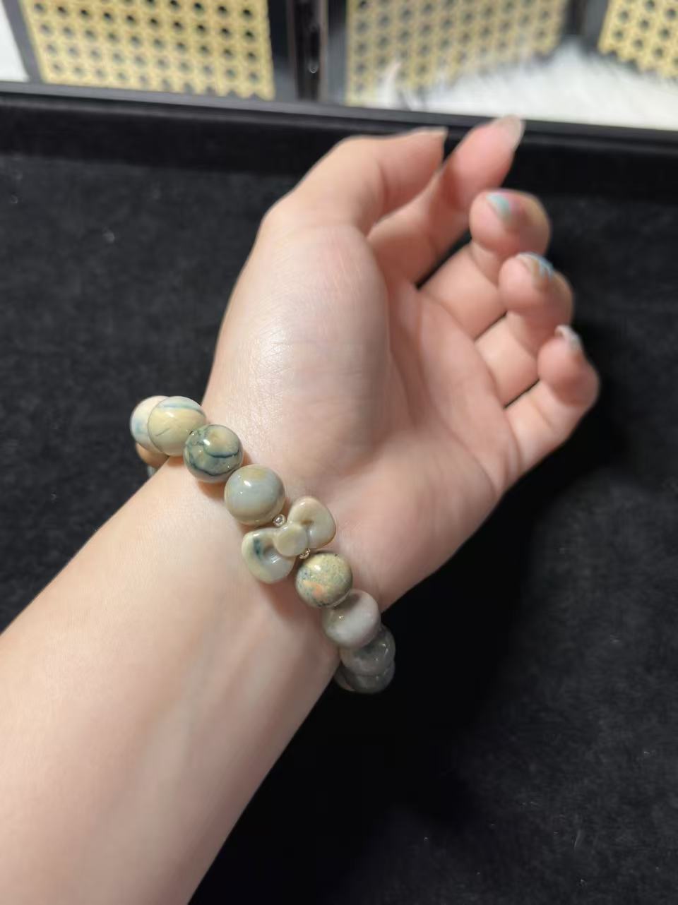 11mm Porcelain Alashan Agate Beads with Charm | Natural Gemstone Jewelry | Handmade Charm Bracelet | DIY | Gift for Her