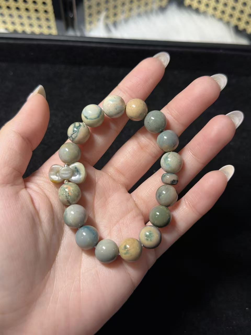 11mm Porcelain Alashan Agate Beads with Charm | Natural Gemstone Jewelry | Handmade Charm Bracelet | DIY | Gift for Her