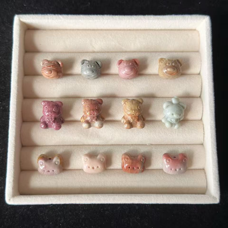 BEAR 2 Alashan Agate Bead Charms | Natural Stone Beads, Mixed Colors & Styles | DIY Jewelry Supplies