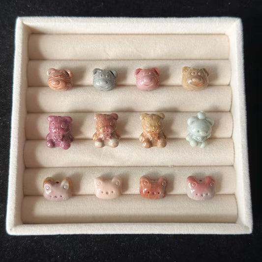 BEAR 2 Alashan Agate Bead Charms | Natural Stone Beads, Mixed Colors & Styles | DIY Jewelry Supplies