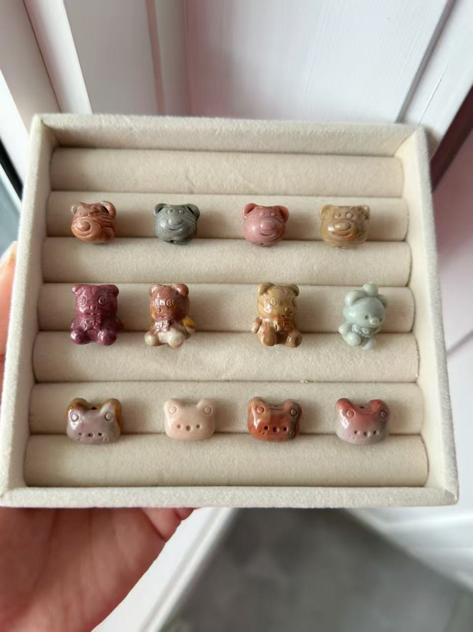 BEAR 2 Alashan Agate Bead Charms | Natural Stone Beads, Mixed Colors & Styles | DIY Jewelry Supplies