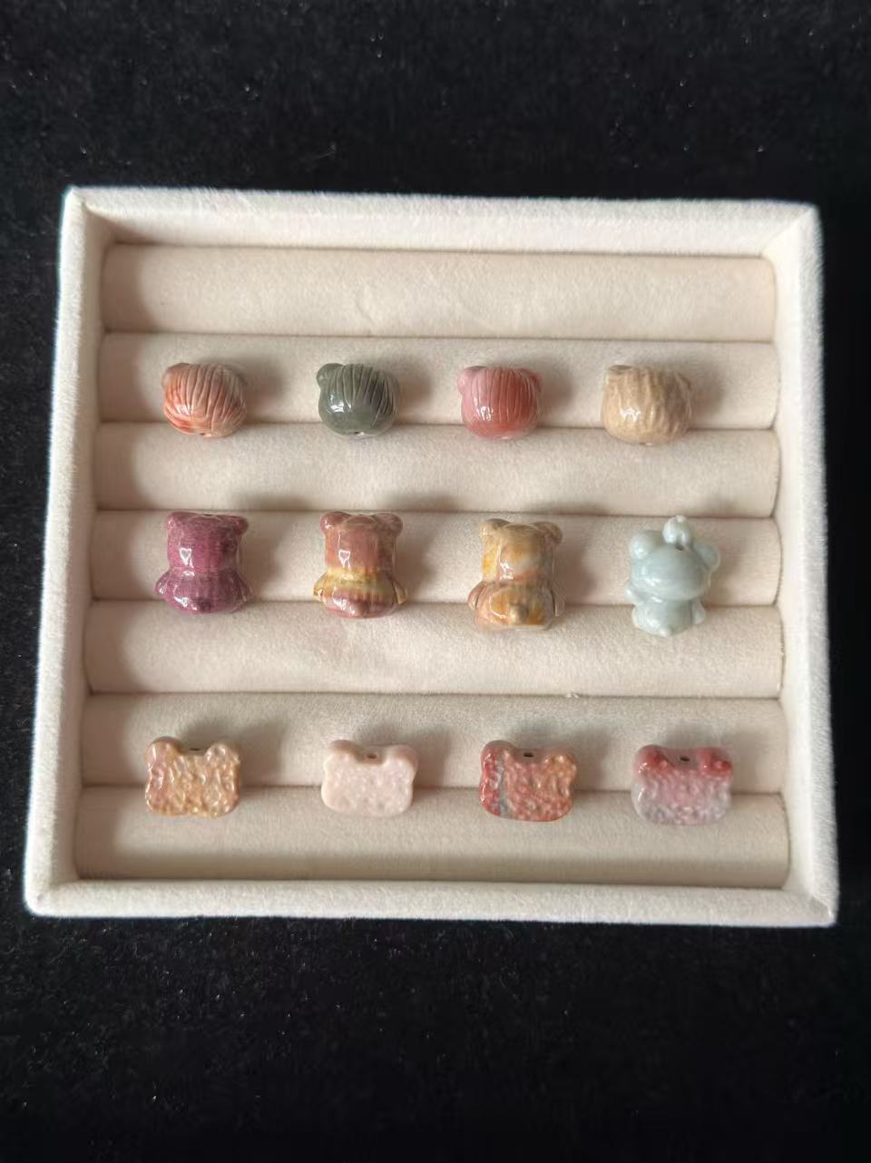 BEAR 2 Alashan Agate Bead Charms | Natural Stone Beads, Mixed Colors & Styles | DIY Jewelry Supplies