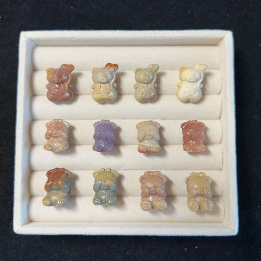 BEAR Alashan Agate Bead Charms | Natural Stone Beads, Mixed Colors & Styles | DIY Jewelry Supplies