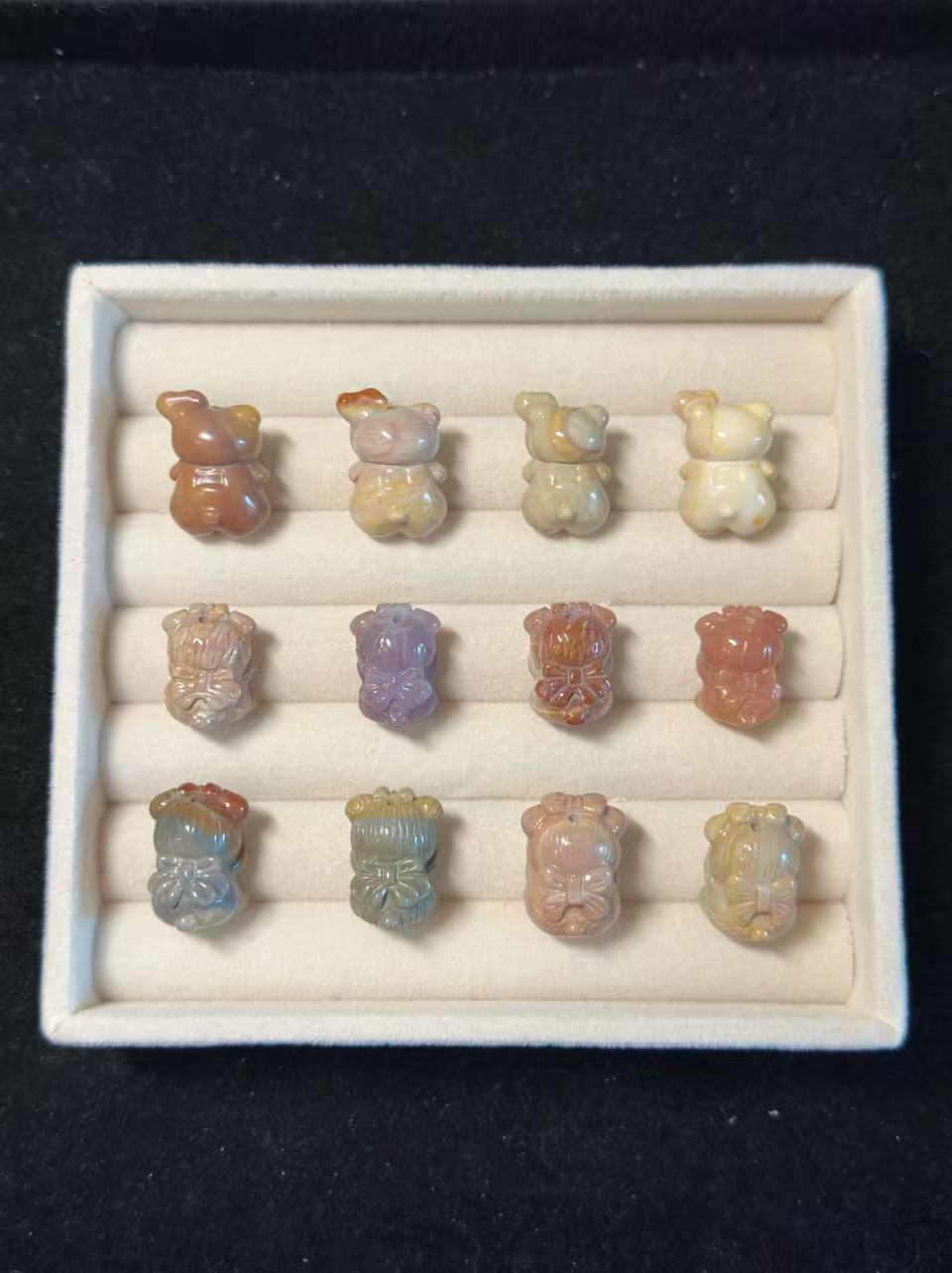 BEAR Alashan Agate Bead Charms | Natural Stone Beads, Mixed Colors & Styles | DIY Jewelry Supplies