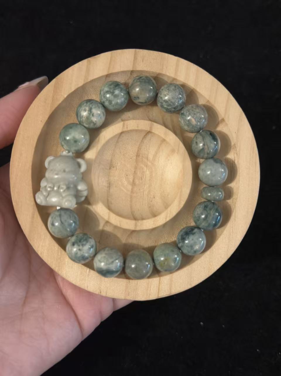 Green Porcelain Alashan Agate Beads Design Bracelet | Natural Gemstone | Handmade Jewelry | Gift for Her