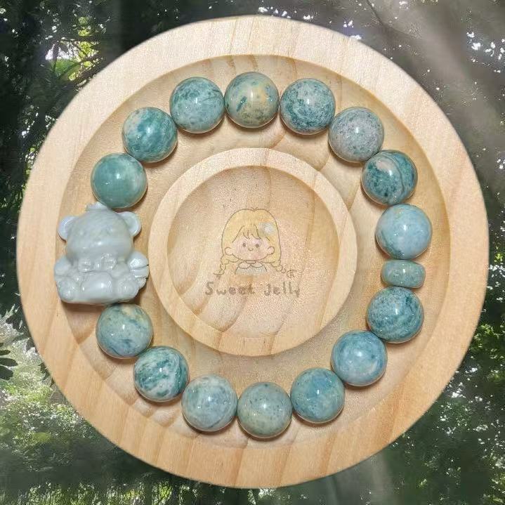 Green Porcelain Alashan Agate Beads Design Bracelet | Natural Gemstone | Handmade Jewelry | Gift for Her