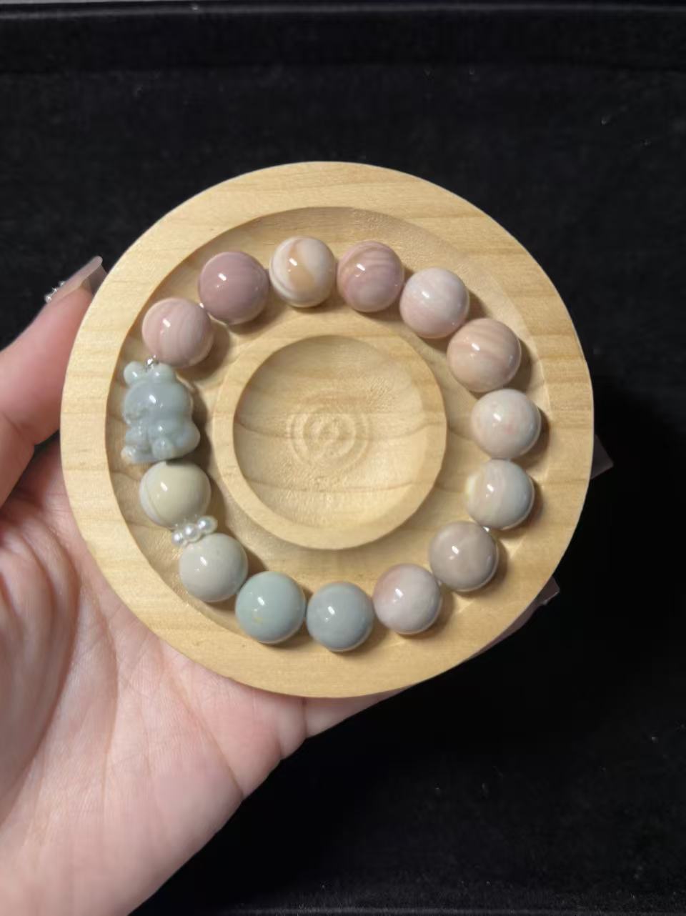 12mm Pink Blue Alashan Agate Beads Handmade Bracelet | Natural Gemstone Jewelry | Women Accessories | Gift for Her | DIY | Textured Stone