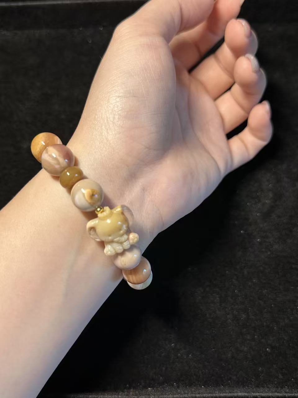 Fruity Alashan Agate Bead Bracelet with Cute Charm Gift Idea | Natural stone Handmade Bracelet | Energy Bracelet | Gift for Her