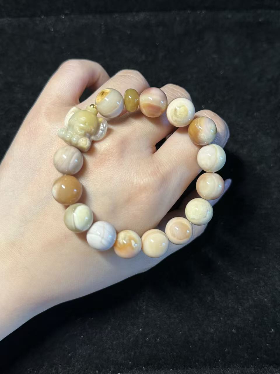 Fruity Alashan Agate Bead Bracelet with Cute Charm Gift Idea | Natural stone Handmade Bracelet | Energy Bracelet | Gift for Her